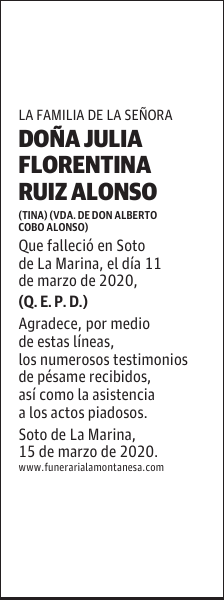 DOÑA JULIA FLORENTINA RUIZ ALONSO