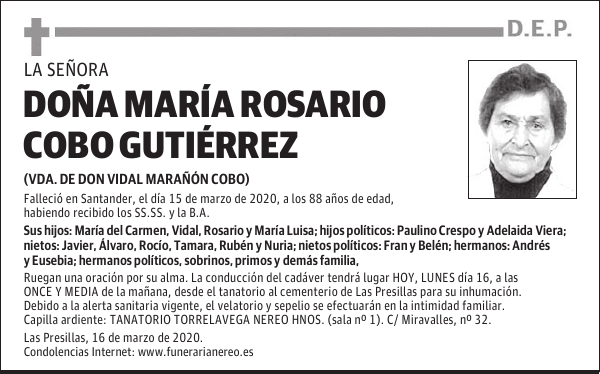DOÑA MARÍA ROSARIO COBO GUTIÉRREZ