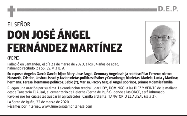 DON JOSÉ ÁNGEL FERNÁNDEZ MARTÍNEZ