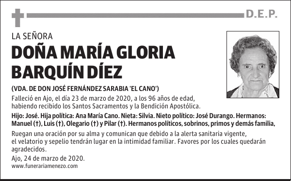 DOÑA MARÍA GLORIA BARQUÍN DÍEZ
