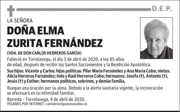 DOÑA ELMA ZURITA FERNÁNDEZ
