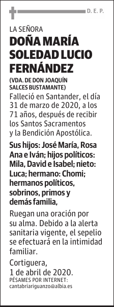DOÑA MARÍA SOLEDAD LUCIO FERNÁNDEZ