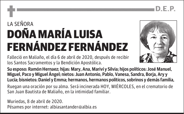 DOÑA MARÍA LUISA FERNÁNDEZ FERNÁNDEZ