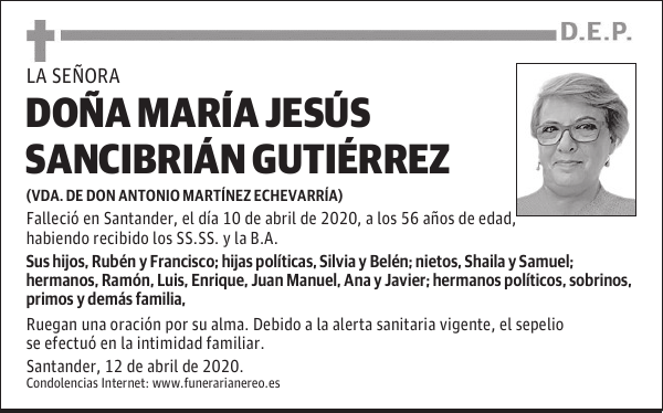 DOÑA MARÍA JESÚS SANCIBRIÁN GUTIÉRREZ