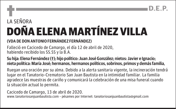 DOÑA ELENA MARTÍNEZ VILLA