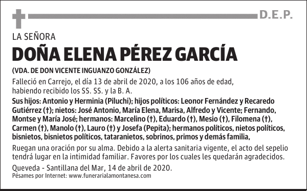 DOÑA ELENA PÉREZ GARCÍA