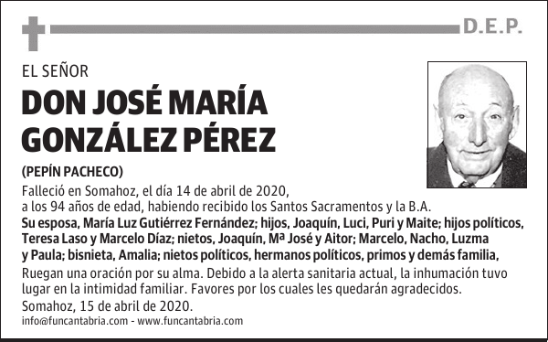 DON JOSÉ MARÍA GONZÁLEZ PÉREZ