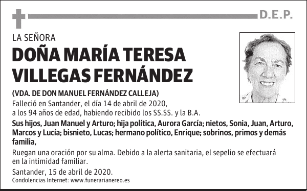 DOÑA MARÍA TERESA VILLEGAS FERNÁNDEZ
