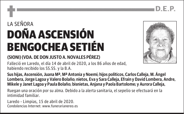 DOÑA ASCENSIÓN BENGOCHEA SETIÉN