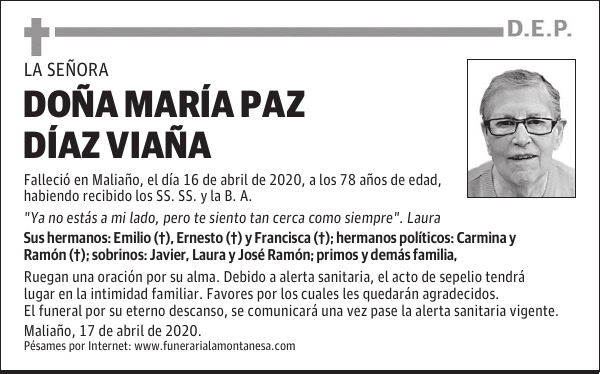 DOÑA MARÍA PAZ DÍAZ VIAÑA