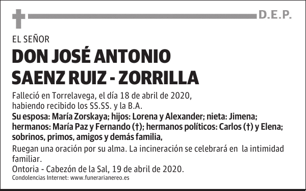 DON JOSÉ ANTONIO SAENZ RUIZ-ZORRILLA
