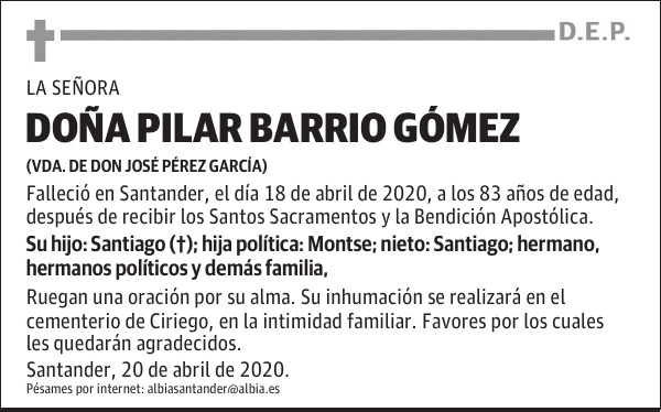 DOÑA PILAR BARRIO GÓMEZ
