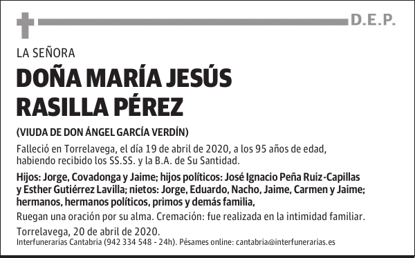 DOÑA MARÍA JESÚS RASILLA PÉREZ
