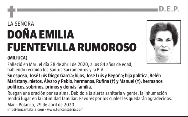 DOÑA EMILIA FUENTEVILLA RUMOROSO