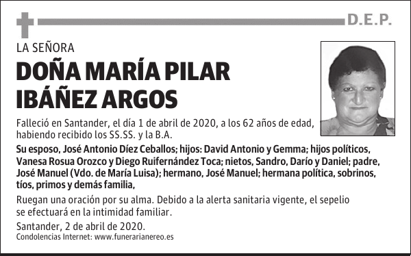 DOÑA MARÍA PILAR IBÁÑEZ ARGOS
