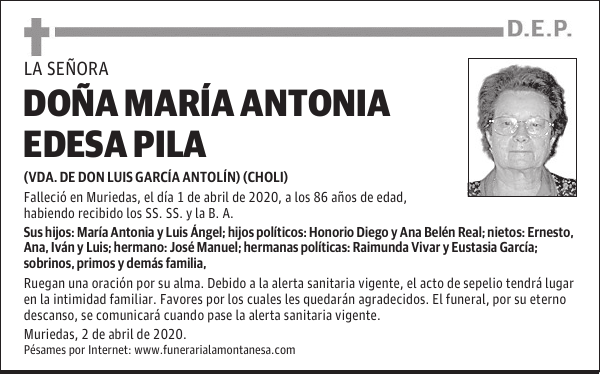 DOÑA MARÍA ANTONIA EDESA PILA