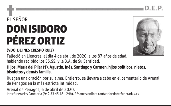 DON ISIDORO PÉREZ ORTIZ