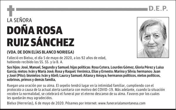 DOÑA ROSA RUIZ SÁNCHEZ