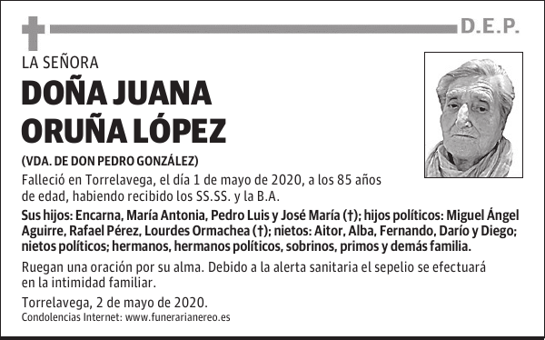 DOÑA JUANA ORUÑA LÓPEZ