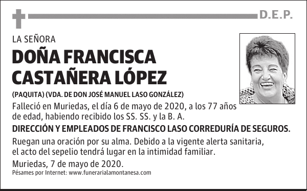 DOÑA FRANCISCA CASTAÑERA LÓPEZ