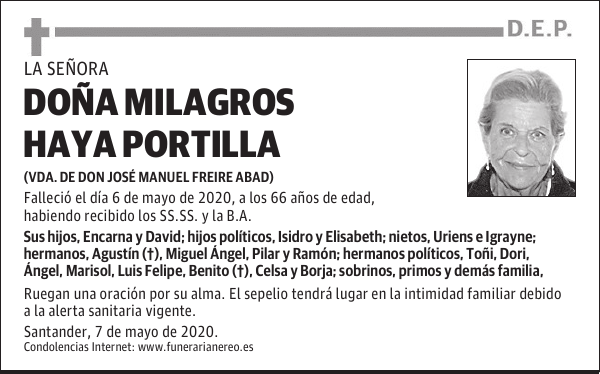 DOÑA MILAGROS HAYA PORTILLA