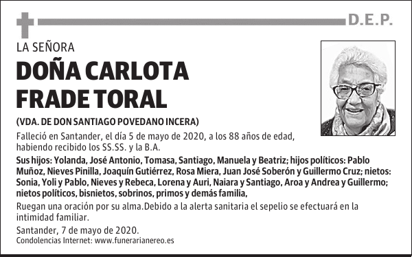 DOÑA CARLOTA FRADE TORAL