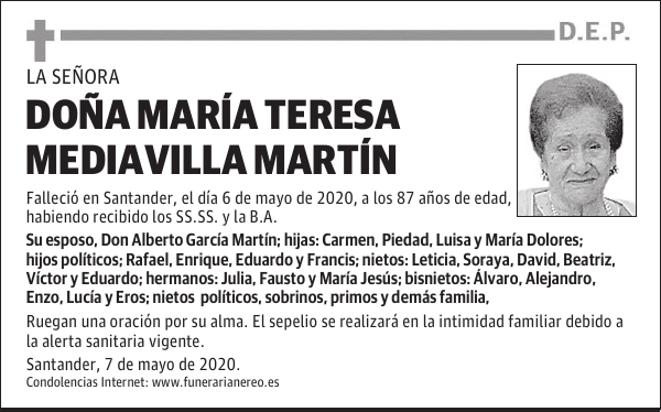 DOÑA MARÍA TERESA MEDIAVILLA MARTÍN