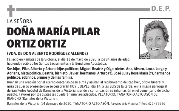 DOÑA MARÍA PILAR ORTIZ ORTIZ