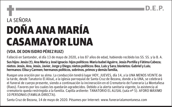 DOÑA ANA MARÍA CASAMAYOR LUNA