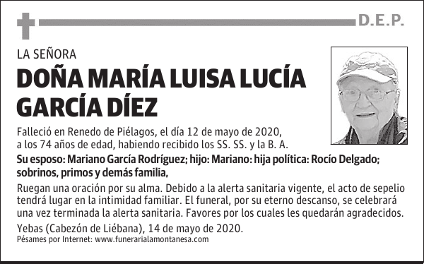 DOÑA MARÍA LUISA LUCÍA GARCÍA DÍEZ