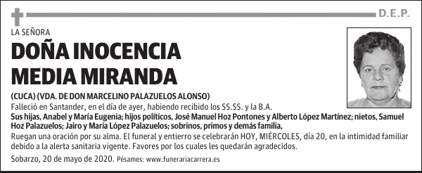 DOÑA INOCENCIA MEDIA MIRANDA