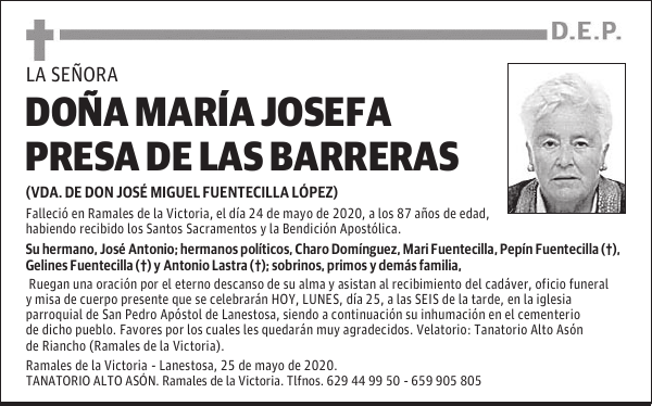 DOÑA MARÍA JOSEFA PRESA DE LAS BARRERAS