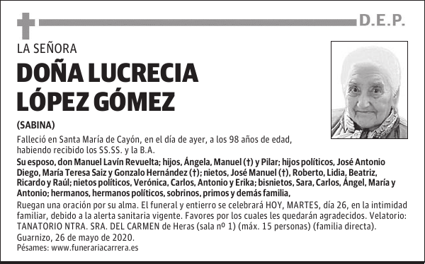 DOÑA LUCRECIA LÓPEZ GÓMEZ