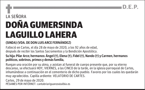 DOÑA GUMERSINDA LAGUILLO LAHERA