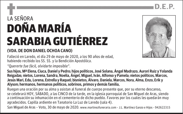 DOÑA MARÍA SARABIA GUTIÉRREZ