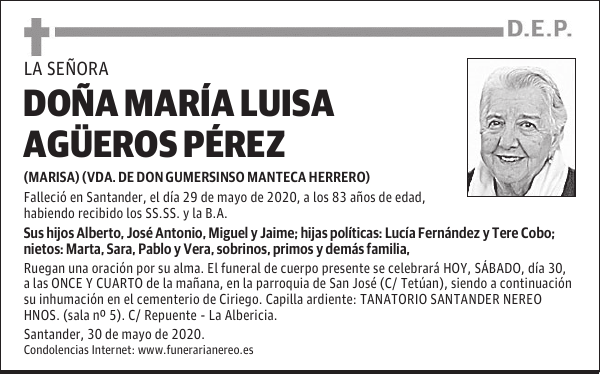DOÑA MARÍA LUISA AGÜEROS PÉREZ
