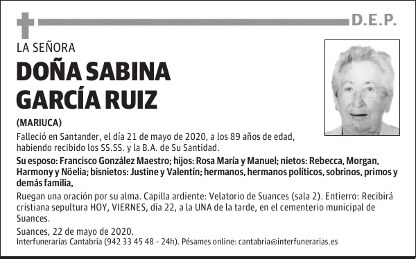 DOÑA SABINA GARCÍA RUIZ