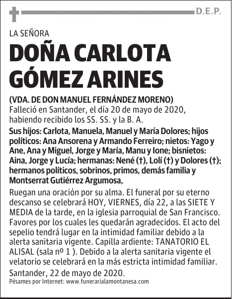 DOÑA CARLOTA GÓMEZ ARINES