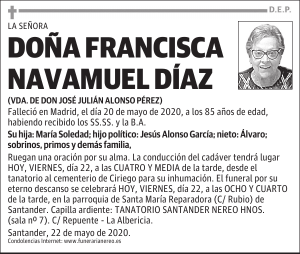 DOÑA FRANCISCA NAVAMUEL DÍAZ