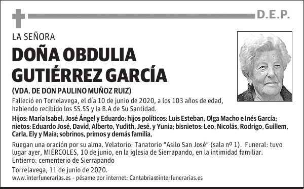 DOÑA OBDULIA GUTIÉRREZ GARCÍA