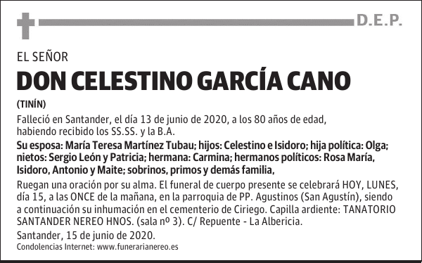 DON CELESTINO GARCÍA CANO