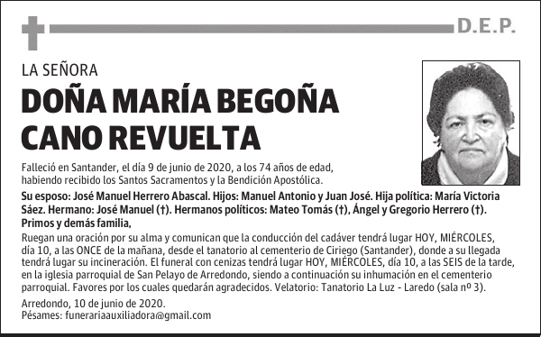 DOÑA MARÍA BEGOÑA CANO REVUELTA