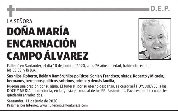 DOÑA MARÍA ENCARNACIÓN CAMPO ÁLVAREZ