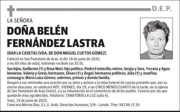 DOÑA BELÉN FERNÁNDEZ LASTRA