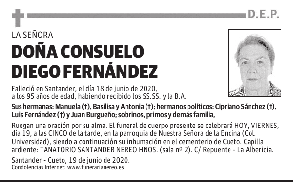 DOÑA CONSUELO DIEGO FERNÁNDEZ