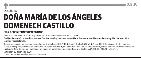 DOÑA MARÍA DE LOS ÁNGELES DOMENECH CASTILLO