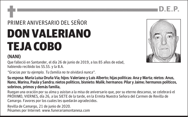 DON VALERIANO TEJA COBO