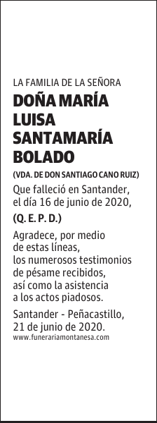 DOÑA MARÍA LUISA SANTAMARÍA BOLADO