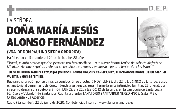 DOÑA MARÍA JESÚS ALONSO FERNÁNDEZ