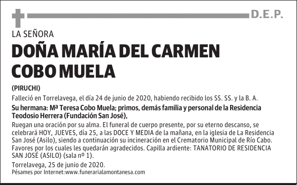 DOÑA MARÍA DEL CARMEN COBO MUELA